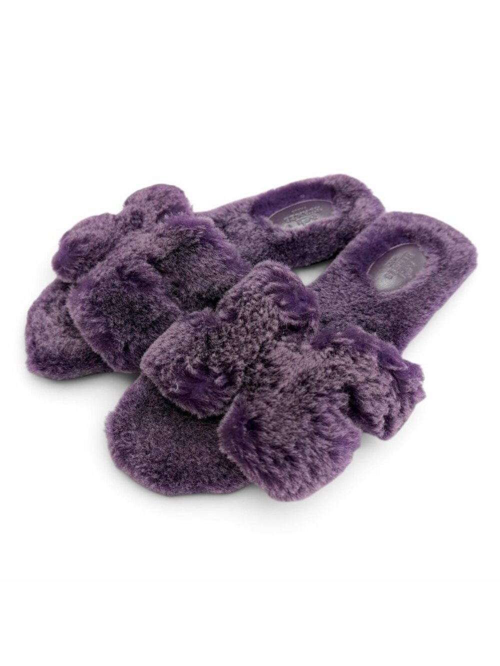 Hermes Oran H Motif Sheepskin Fur Flat Sandals Purple